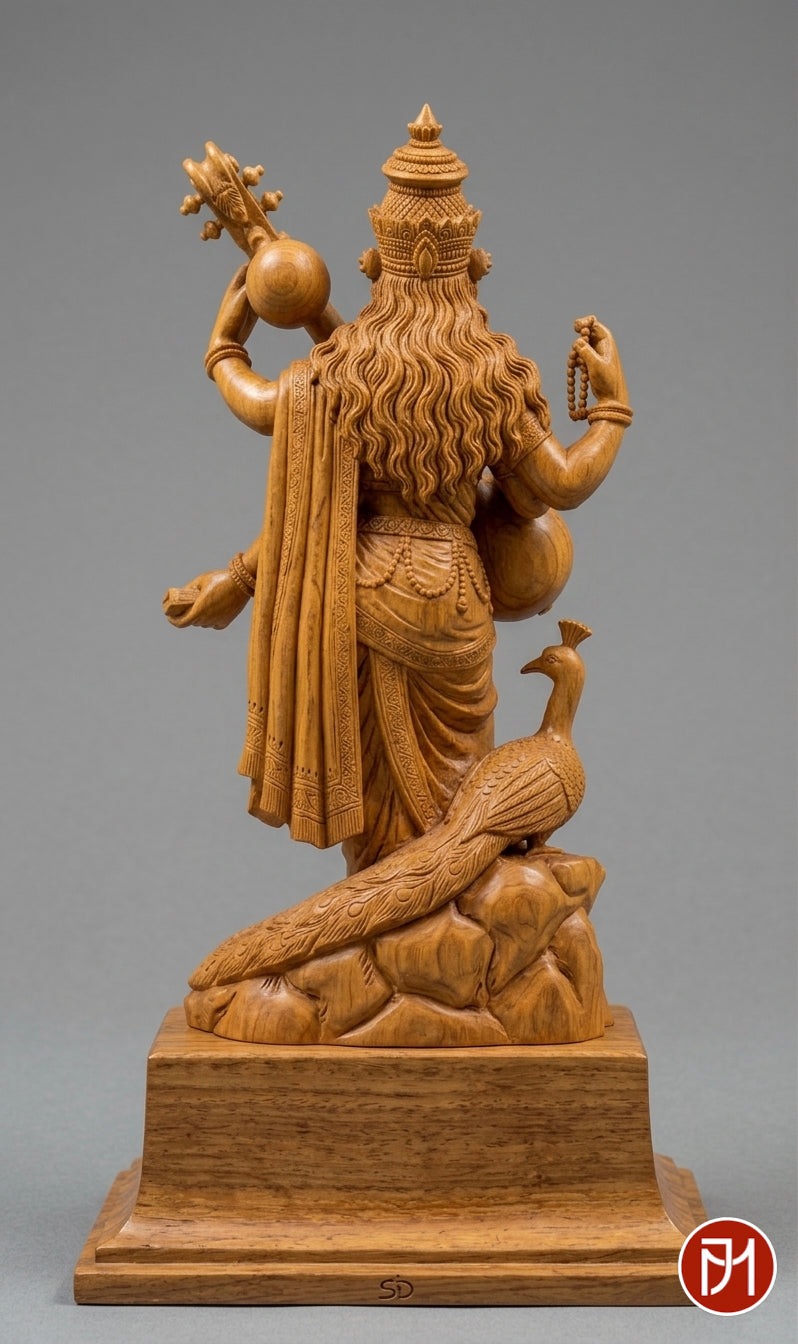 24-inch sandalwood statue of Saraswati