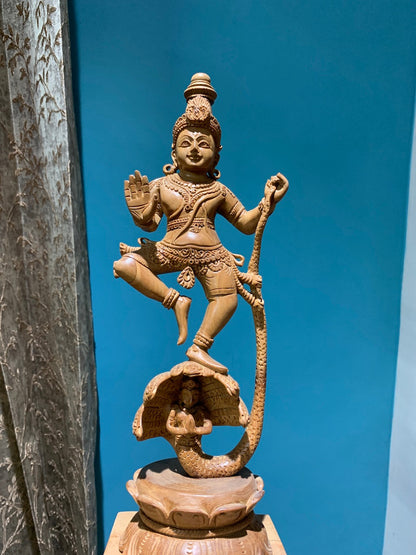 Sandalwood Hand Carved Dancing Krishna - Malji Arts