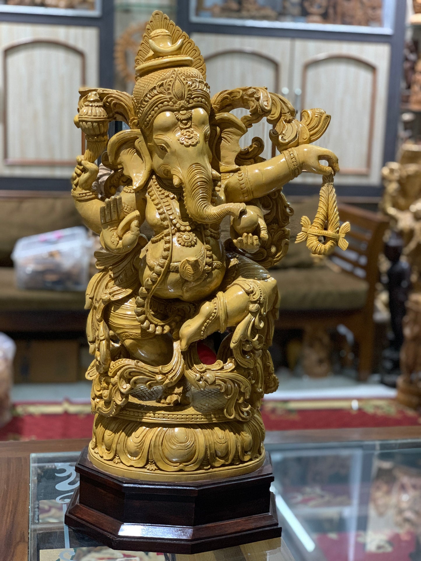 Wooden Dancing Ganesha Statue - Malji Arts