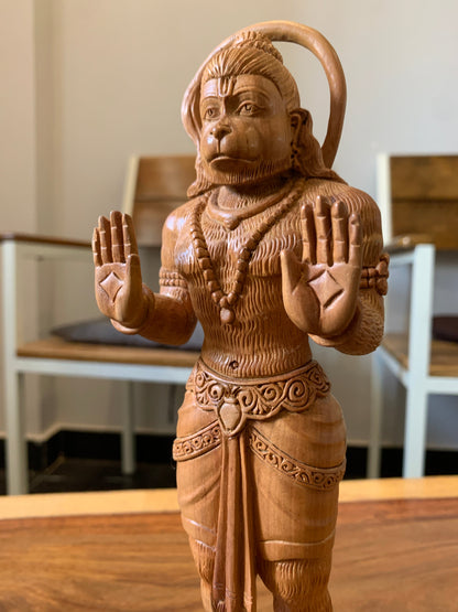 Sandalwood Fine Carved Lord Hanuman Blessing - Malji Arts