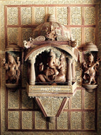 Sandalwood Carved GANESH DARBAR JHAROKHA, Wall Hanging Artwork - Malji Arts